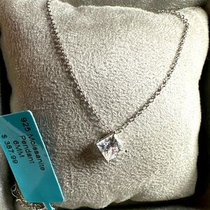 Moissanite Solitaire set in Sterling Silver Necklace